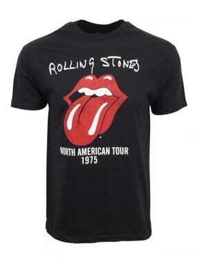 ROLLING STONES Black Unisex Graphic Short Sleeve Band Tour Tee Graphic Size XL